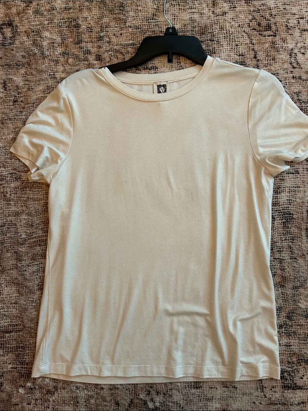 Anne Klein Cream Short Sleeve Crewneck Tee